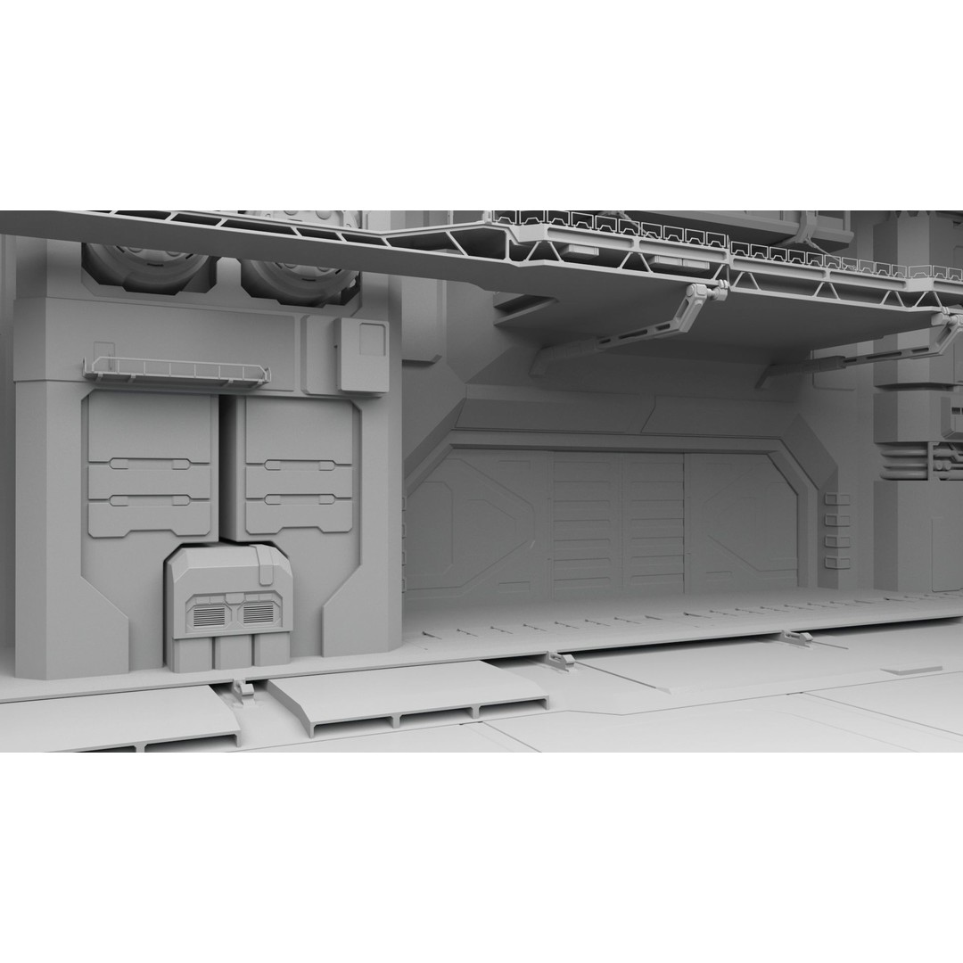Sci-Fi Hangar 3D Model – Futuristic Interior Environment, FBX & OBJ - View 10