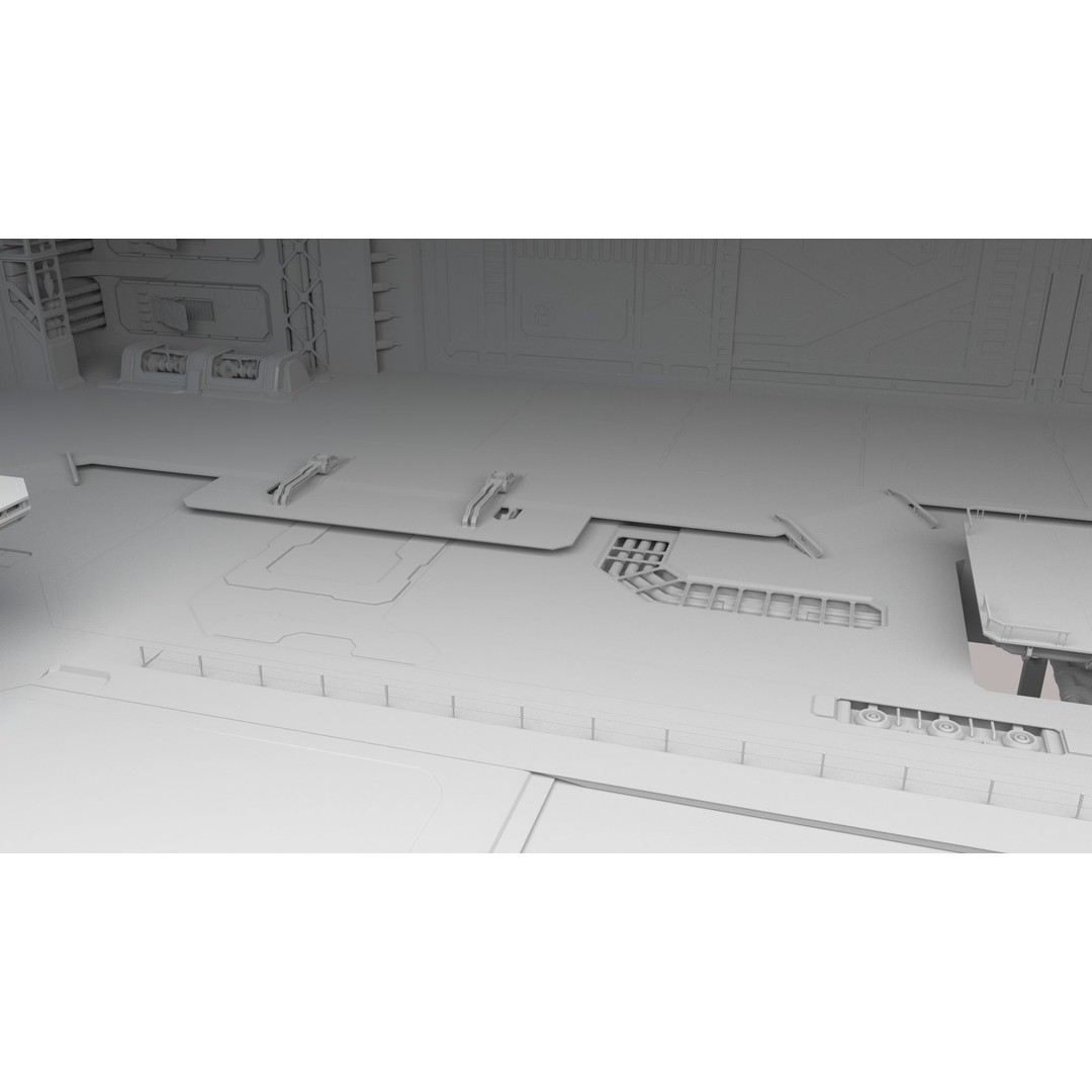 Sci-Fi Hangar 3D Model – Futuristic Interior Environment, FBX & OBJ - View 13