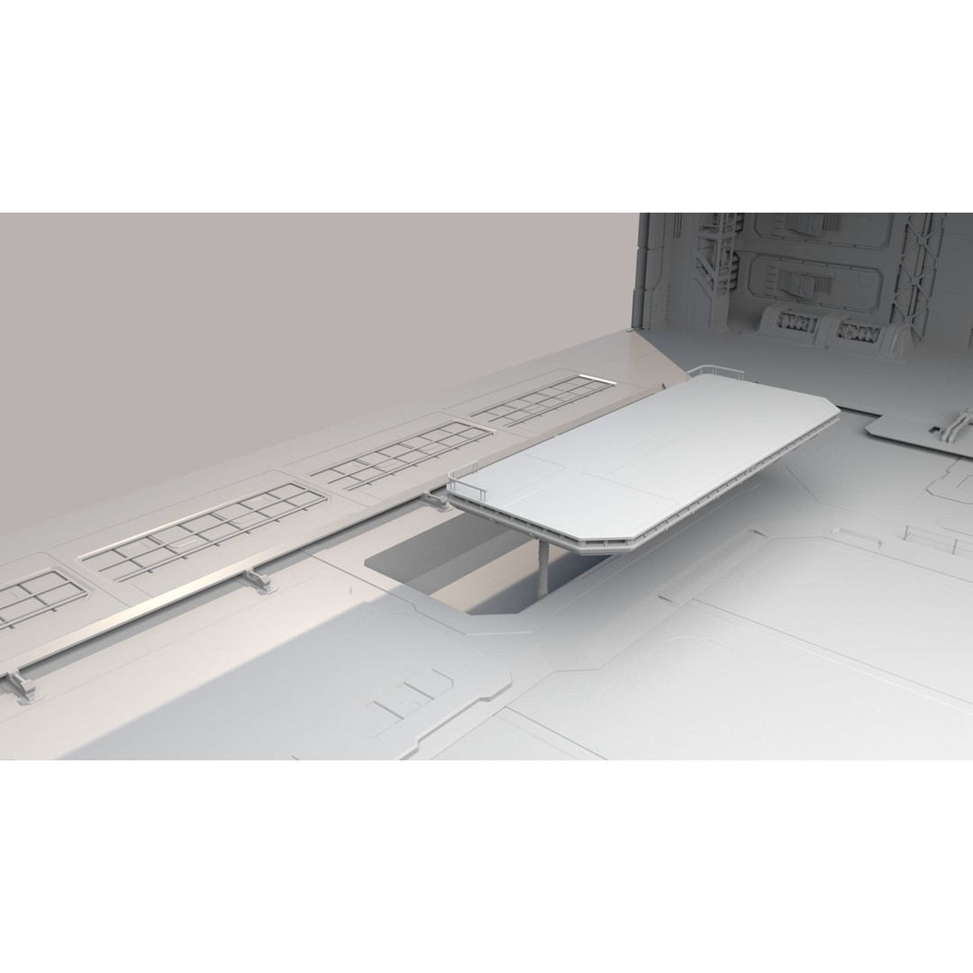 Sci-Fi Hangar 3D Model – Futuristic Interior Environment, FBX & OBJ - View 14