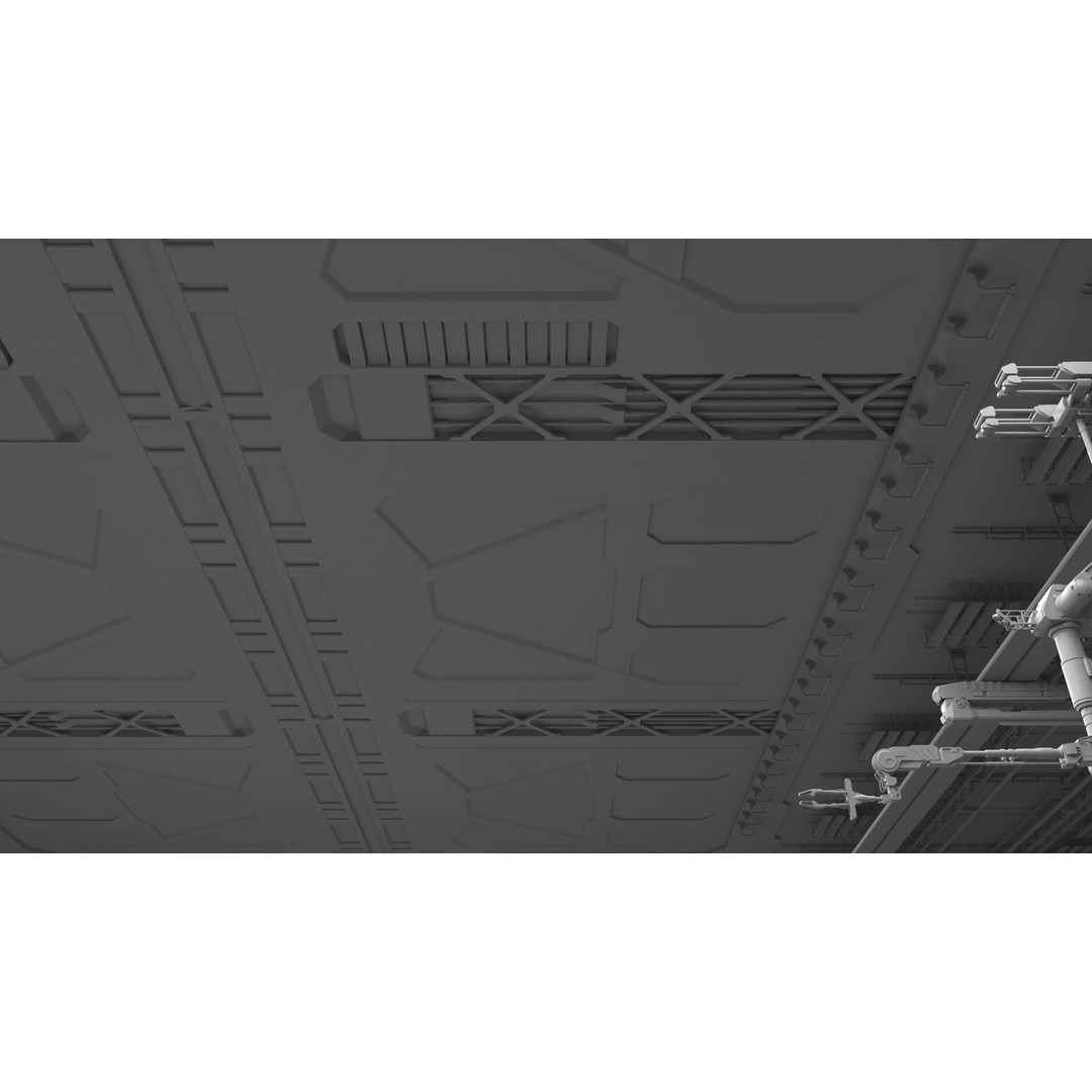 Sci-Fi Hangar 3D Model – Futuristic Interior Environment, FBX & OBJ - View 17