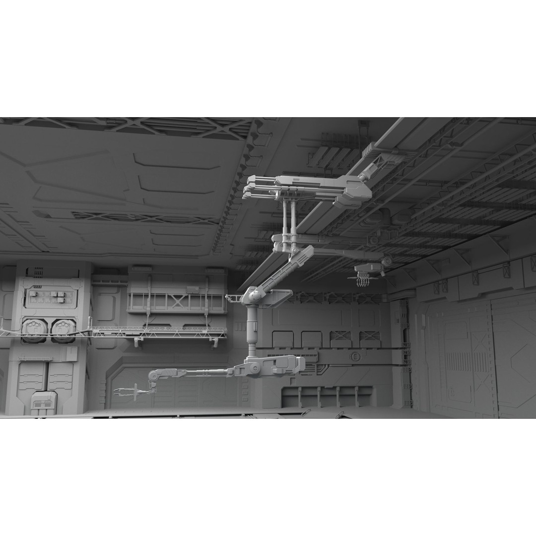 Sci-Fi Hangar 3D Model – Futuristic Interior Environment, FBX & OBJ - View 18