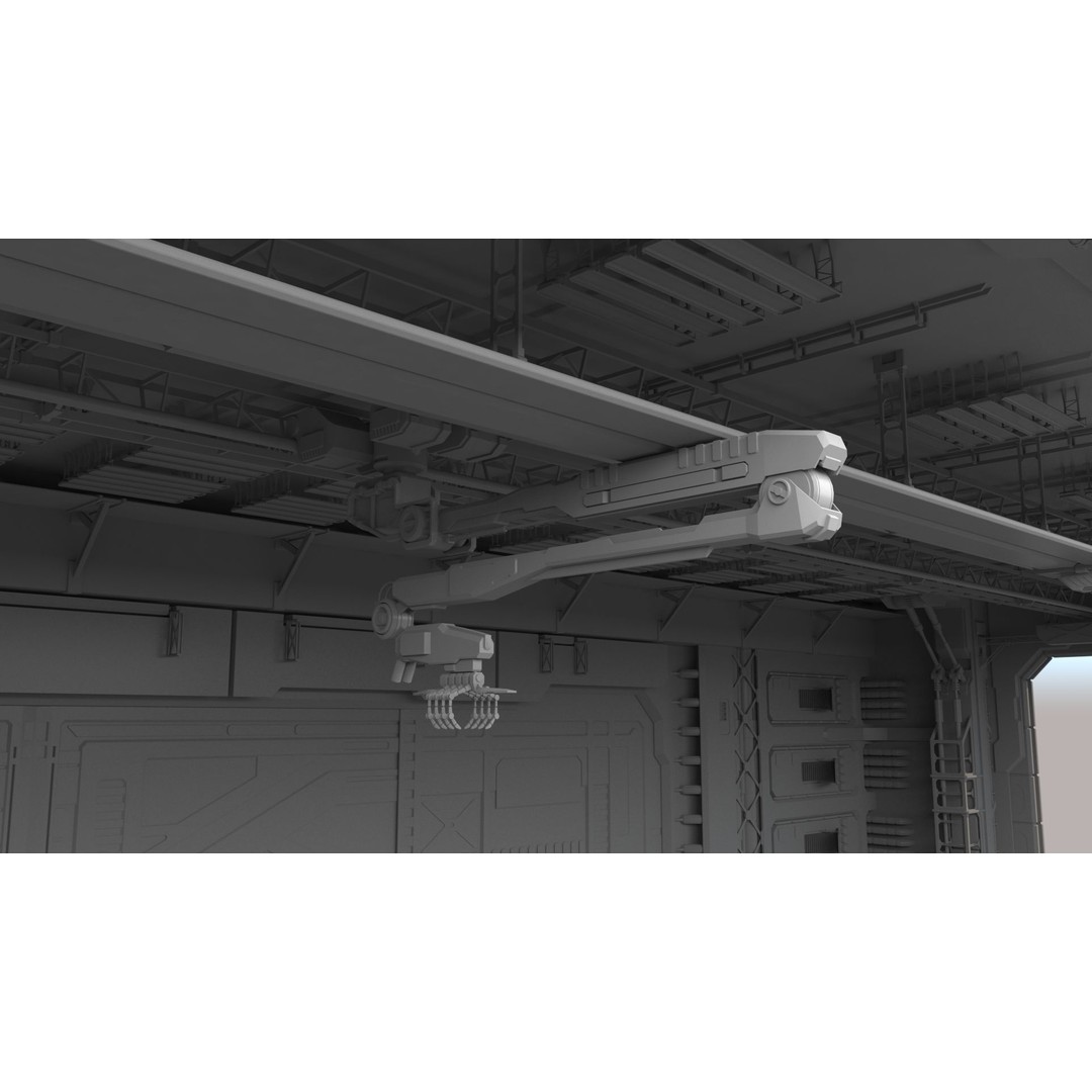 Sci-Fi Hangar 3D Model – Futuristic Interior Environment, FBX & OBJ - View 19