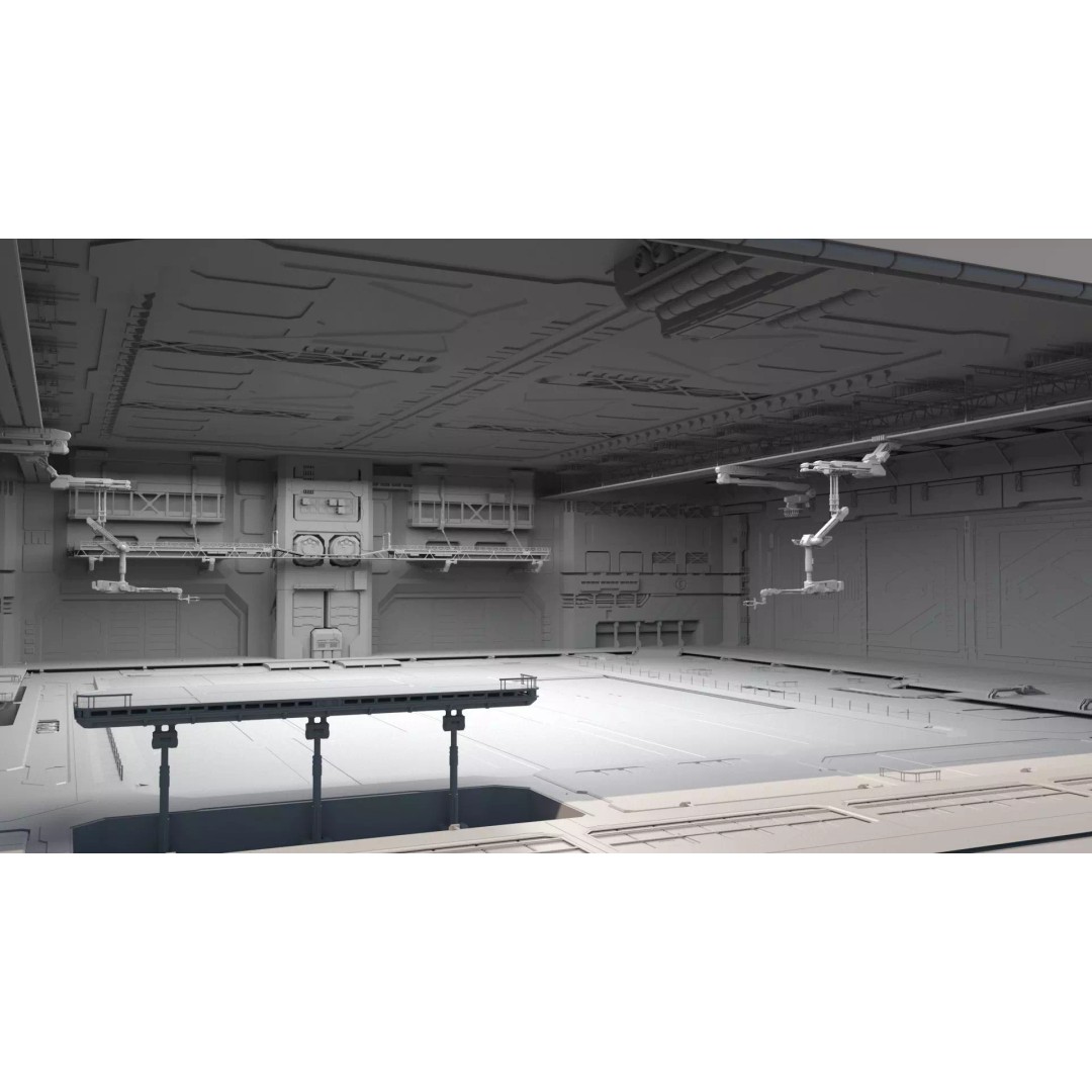 Sci-Fi Hangar 3D Model – Futuristic Interior Environment, FBX & OBJ - View 2