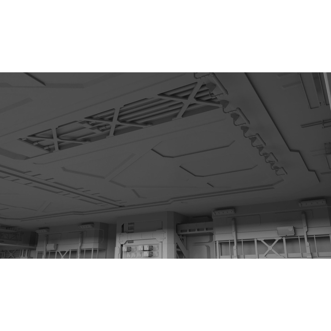Sci-Fi Hangar 3D Model – Futuristic Interior Environment, FBX & OBJ - View 20
