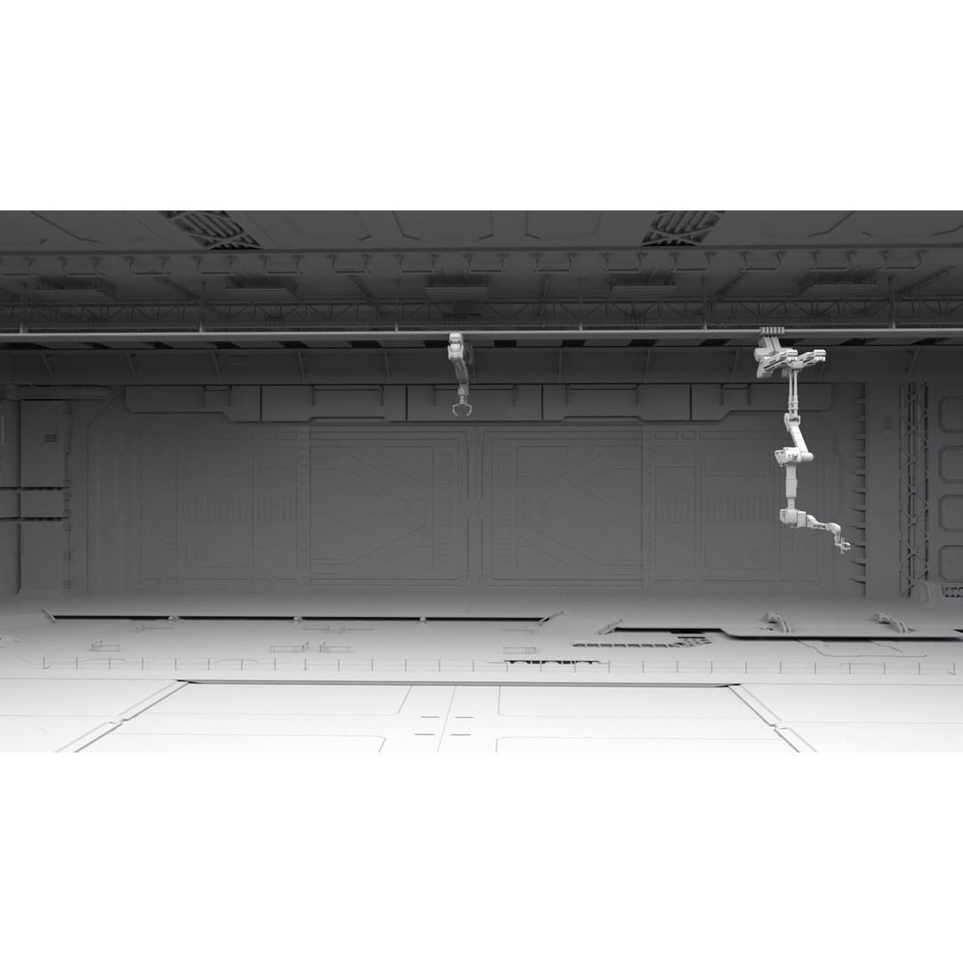 Sci-Fi Hangar 3D Model – Futuristic Interior Environment, FBX & OBJ - View 5