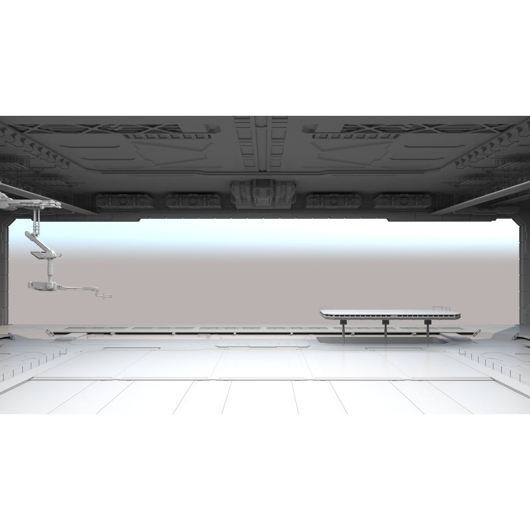 Sci-Fi Hangar 3D Model – Futuristic Interior Environment, FBX & OBJ - View 7