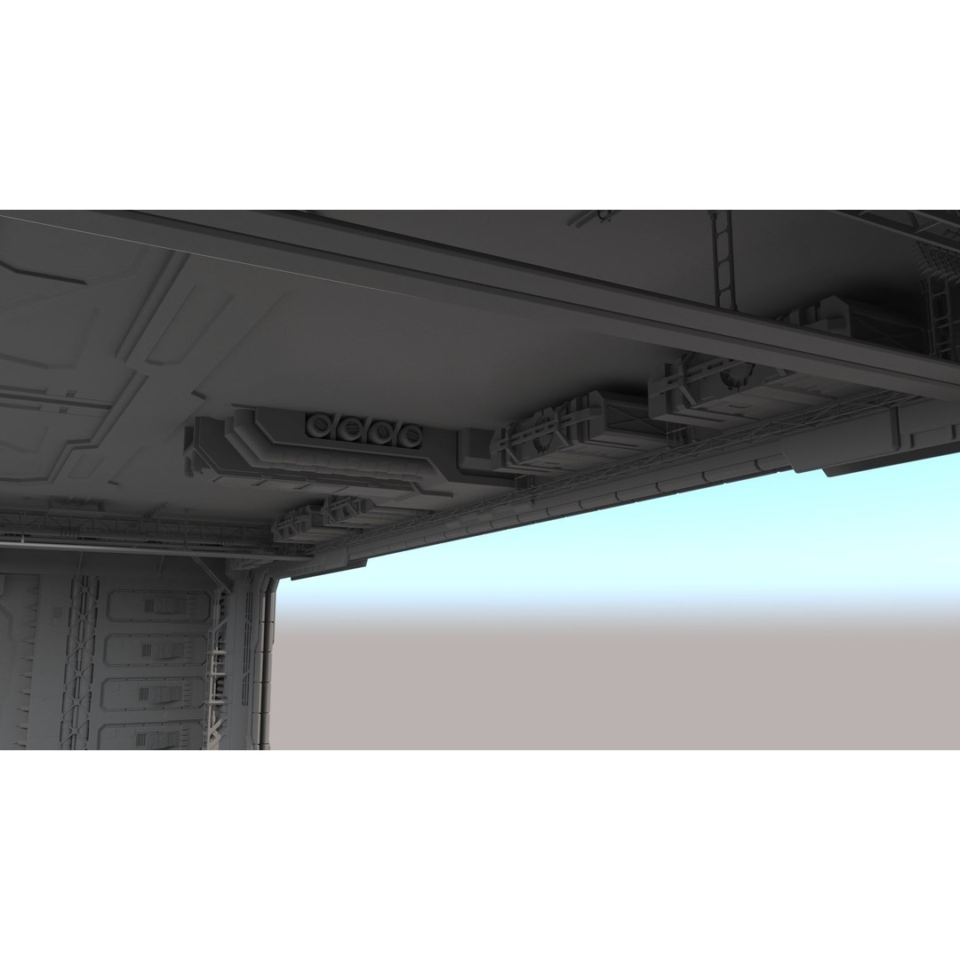 Sci-Fi Hangar 3D Model – Futuristic Interior Environment, FBX & OBJ - View 8