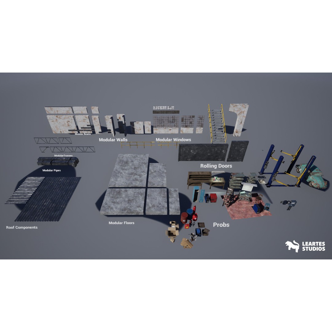 Warehouse Environment 3D Model – Low Poly Game Asset, FBX & OBJ