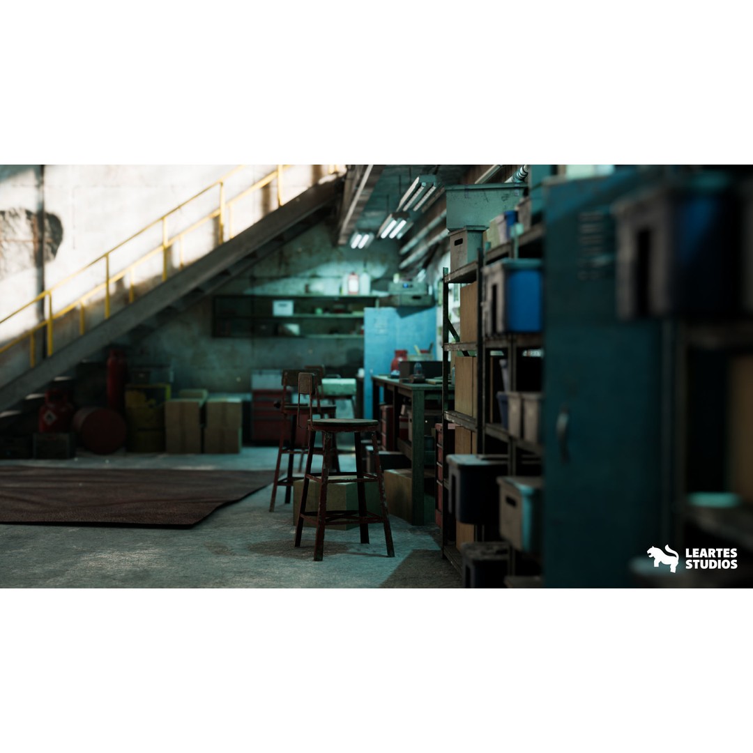Warehouse Environment 3D Model – Low Poly Game Asset, FBX & OBJ - View 13