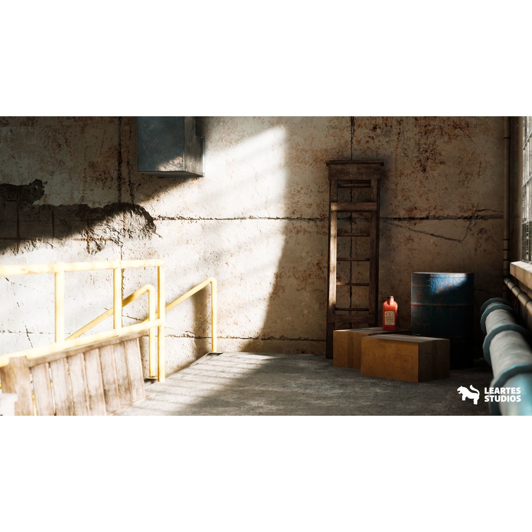 Warehouse Environment 3D Model – Low Poly Game Asset, FBX & OBJ - View 5