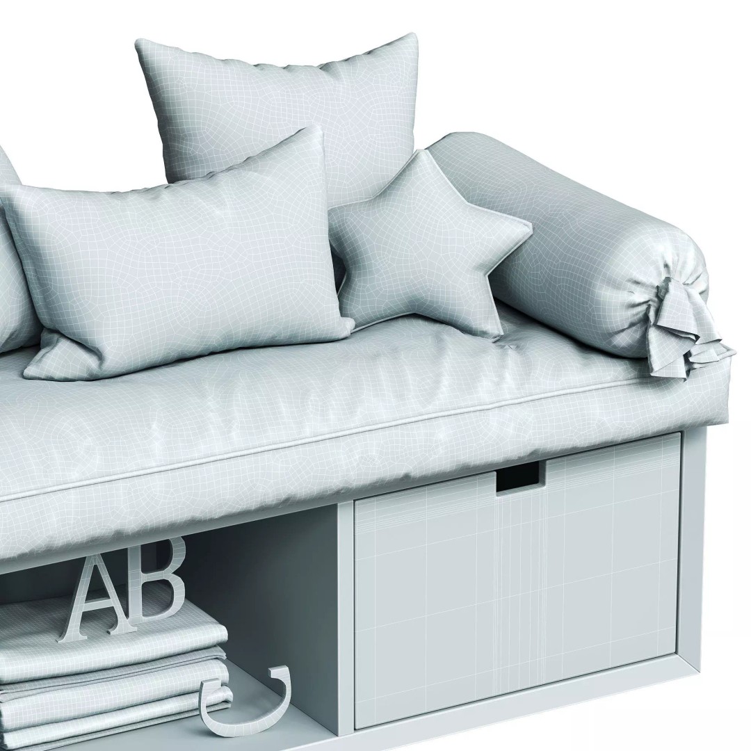 Decorative Pillow Set 3D Model – Children’s Room, PBR Textures, FBX, OBJ