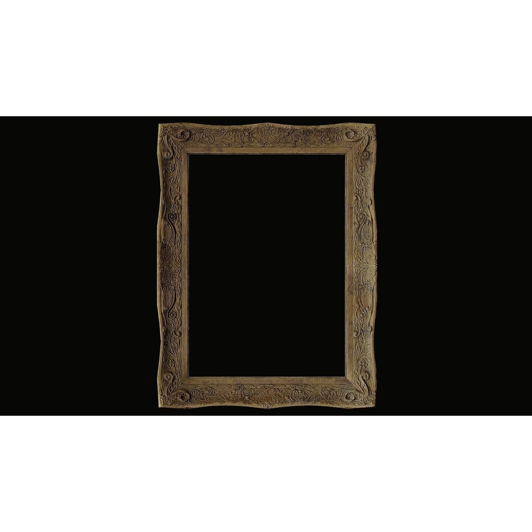 Old Picture Frame 3D Model – Vintage Wooden Low-Poly Asset, FBX - View 10