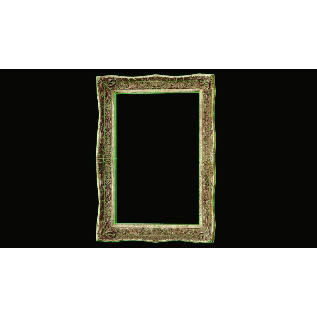 Old Picture Frame 3D Model – Vintage Wooden Low-Poly Asset, FBX - View 11
