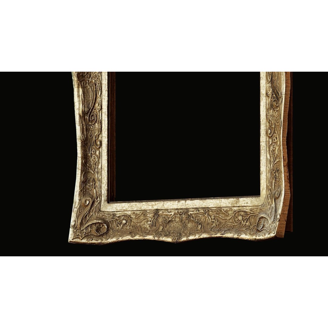 Old Picture Frame 3D Model – Vintage Wooden Low-Poly Asset, FBX - View 8