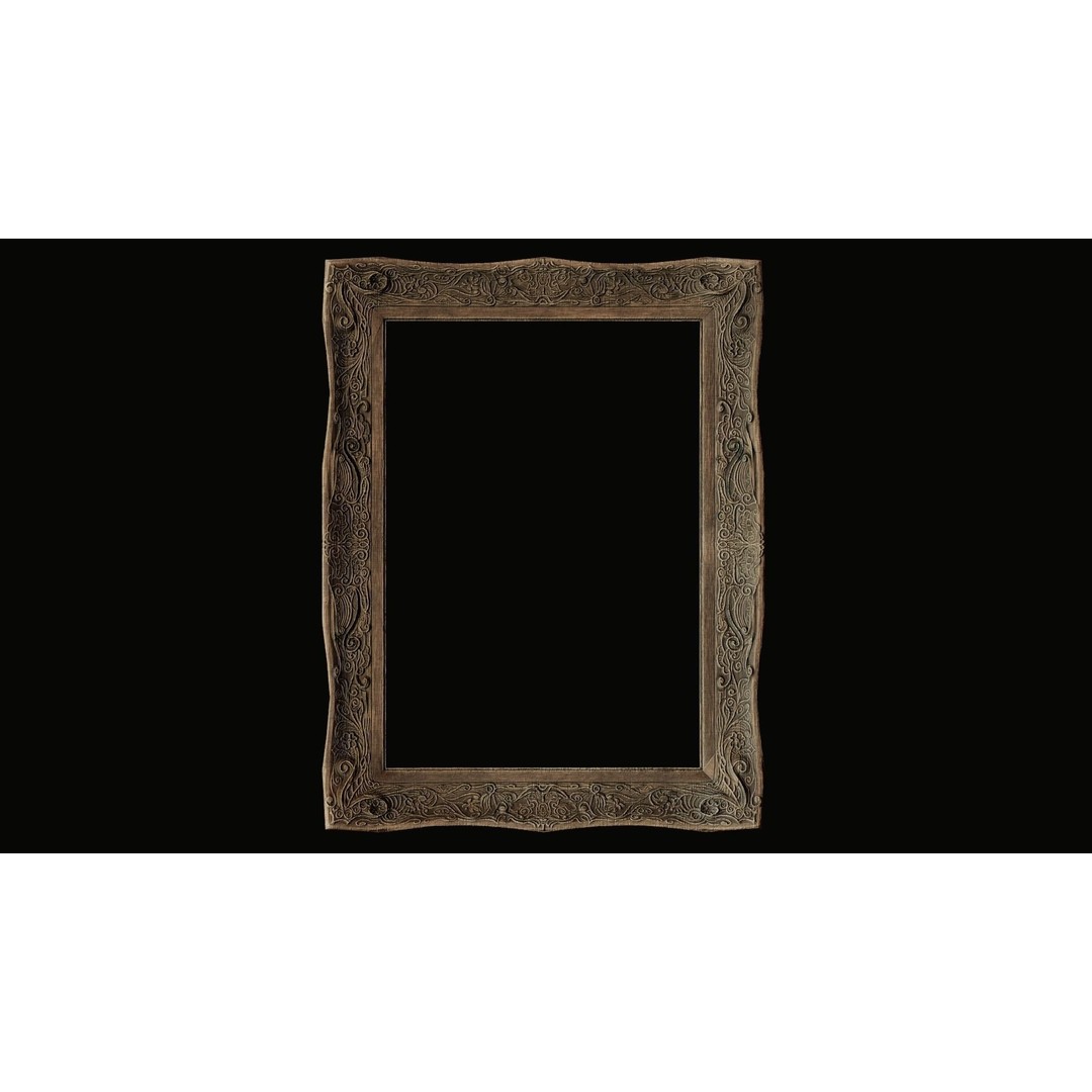 Old Picture Frame 3D Model – Vintage Wooden Low-Poly Asset, FBX - View 9