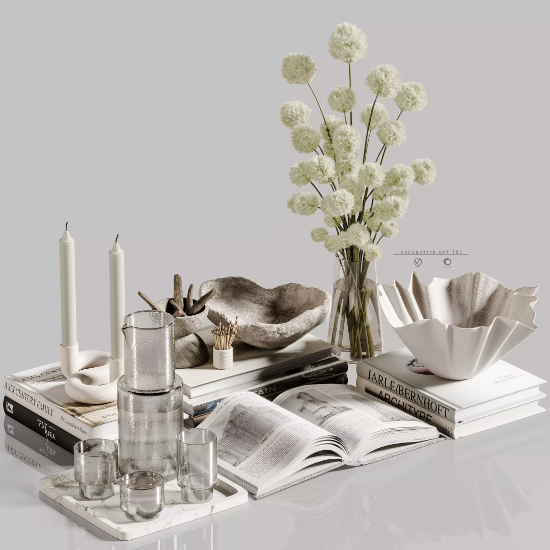 Decorative Set 101 3D Model – Contemporary Home Décor, Vray, Corona - View 2