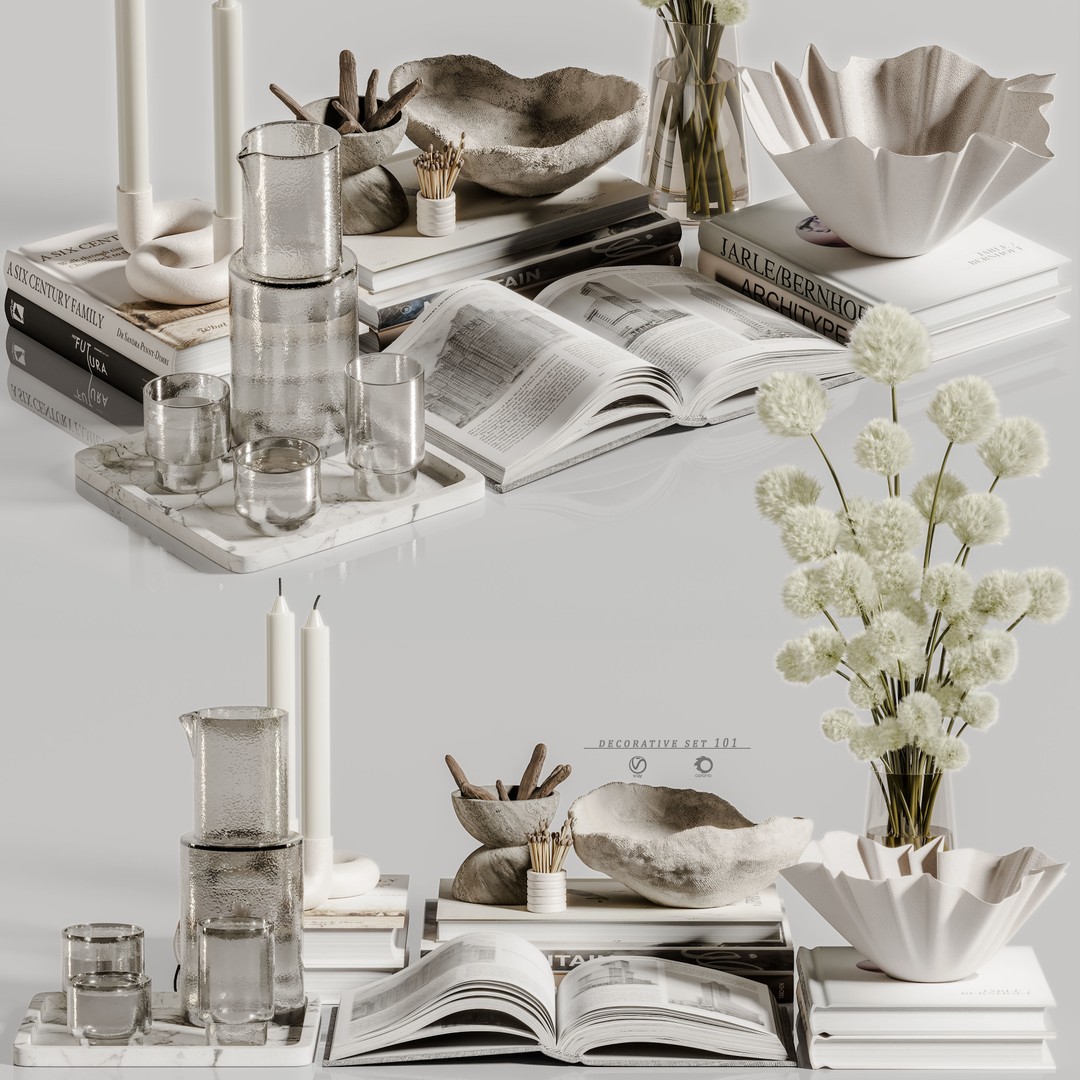Decorative Set 101 3D Model – Contemporary Home Décor, Vray, Corona - View 3