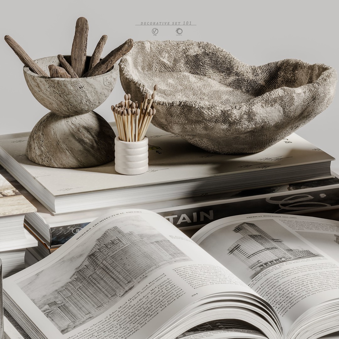 Decorative Set 101 3D Model – Contemporary Home Décor, Vray, Corona - View 4