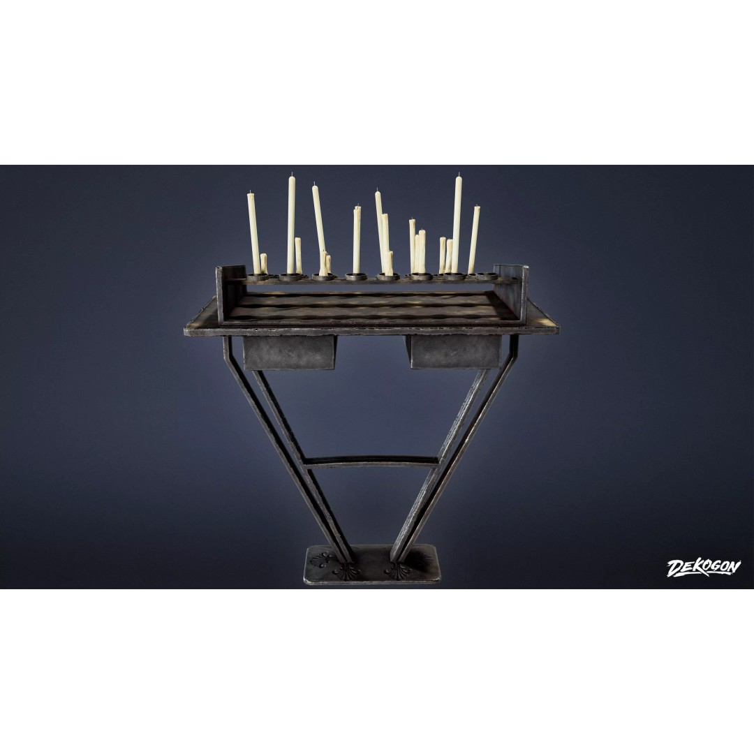 Candle Stand 3D Model – Low Poly Medieval Lighting Asset, FBX - View 2