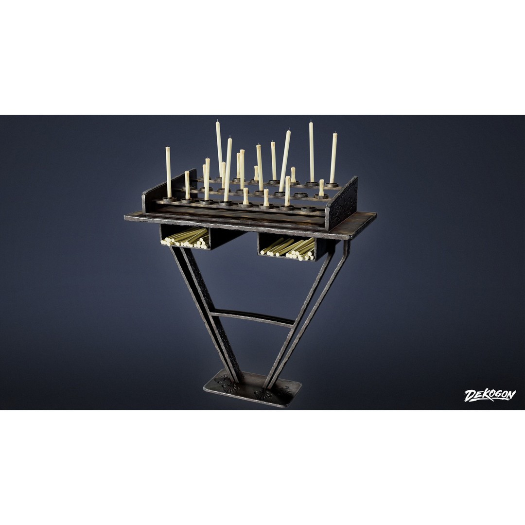 Candle Stand 3D Model – Low Poly Medieval Lighting Asset, FBX - View 3