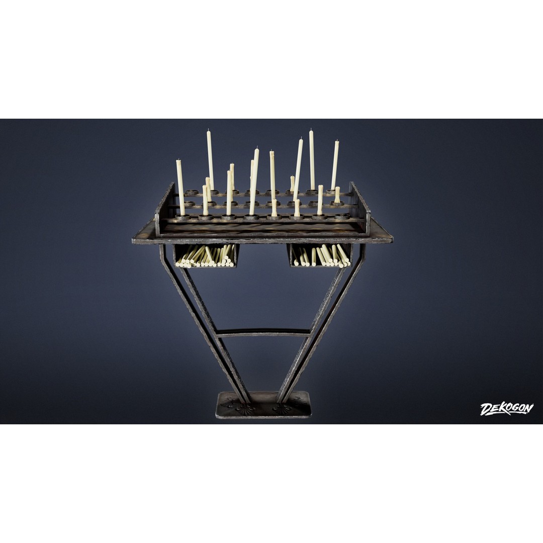 Candle Stand 3D Model – Low Poly Medieval Lighting Asset, FBX - View 4
