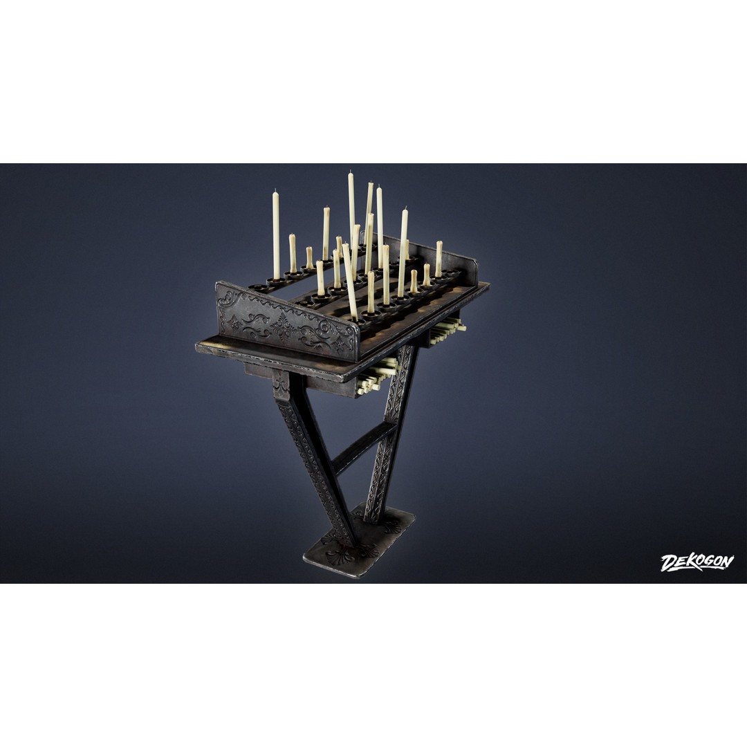 Candle Stand 3D Model – Low Poly Medieval Lighting Asset, FBX - View 5