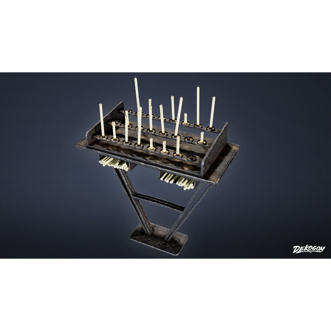 Candle Stand 3D Model – Low Poly Medieval Lighting Asset, FBX - View 6