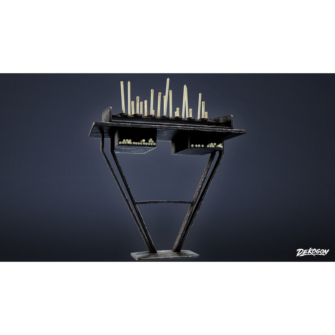 Candle Stand 3D Model – Low Poly Medieval Lighting Asset, FBX - View 7