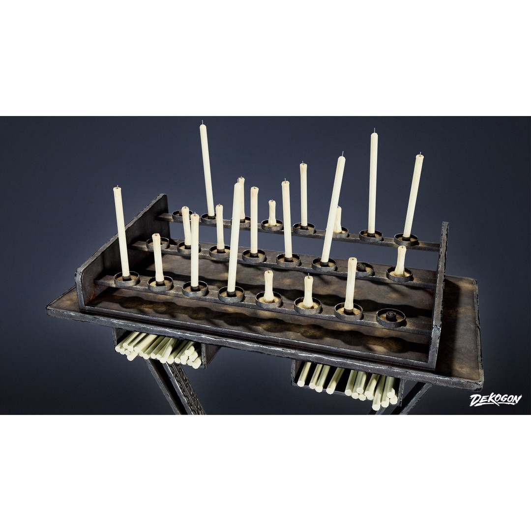 Candle Stand 3D Model – Low Poly Medieval Lighting Asset, FBX - View 8