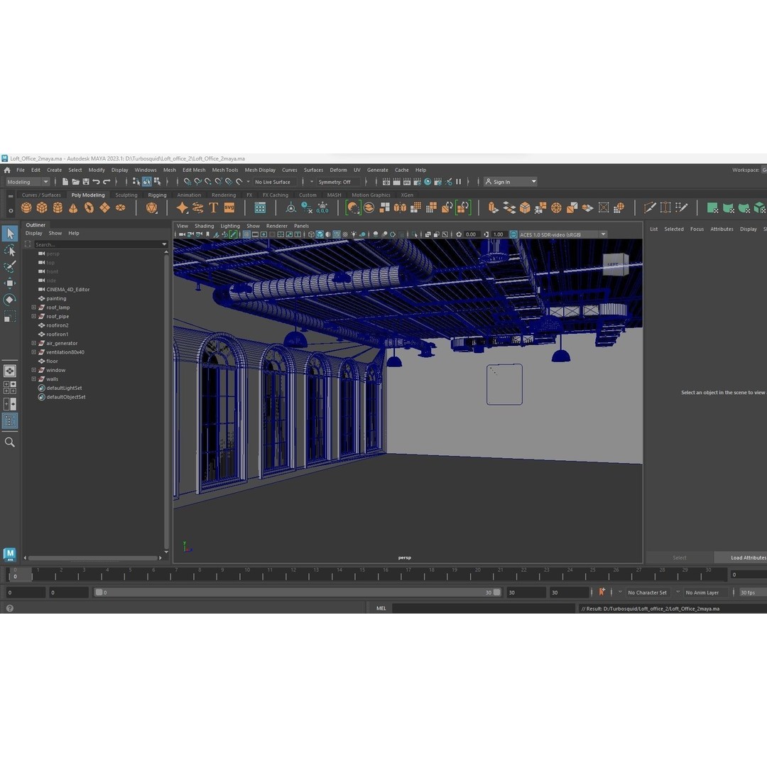 Loft Office Interior 3D Model – Industrial Workspace, FBX, Blender