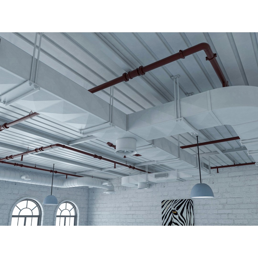 Loft Office Interior 3D Model – Industrial Workspace, FBX, Blender - View 10