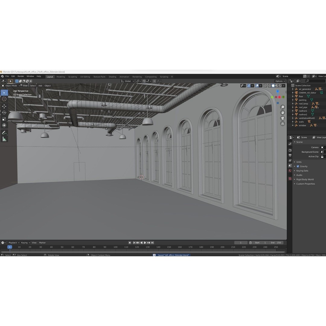 Loft Office Interior 3D Model – Industrial Workspace, FBX, Blender - View 22