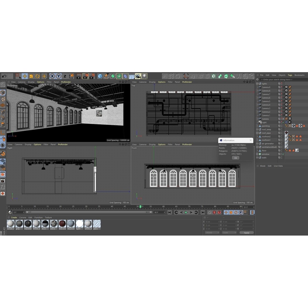 Loft Office Interior 3D Model – Industrial Workspace, FBX, Blender - View 23