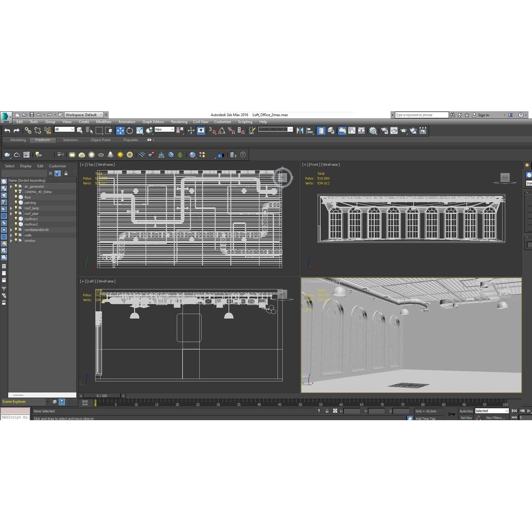 Loft Office Interior 3D Model – Industrial Workspace, FBX, Blender - View 24