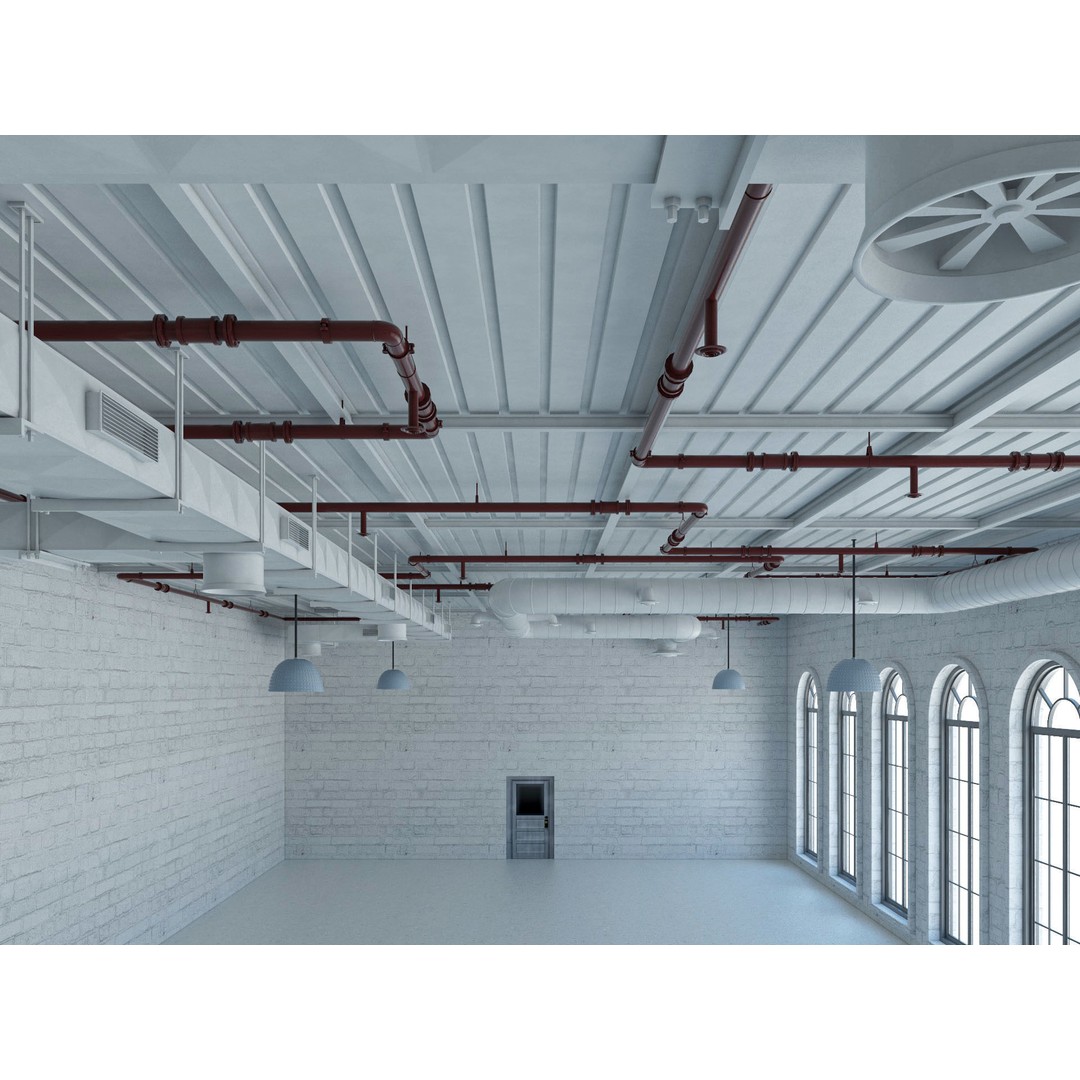 Loft Office Interior 3D Model – Industrial Workspace, FBX, Blender - View 6
