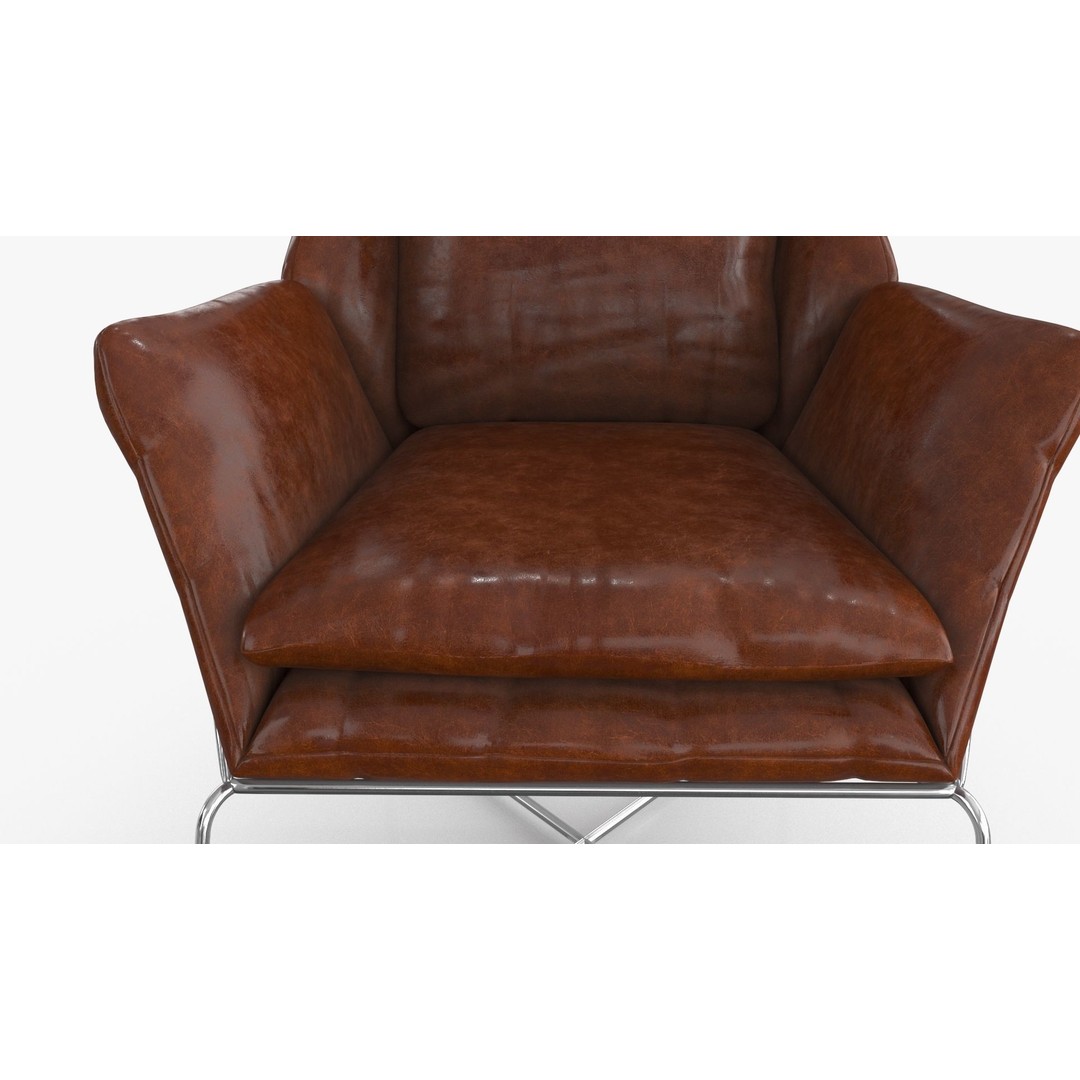 Leather Armchair 3D Model – Low Poly PBR Game Asset, FBX, OBJ - View 10