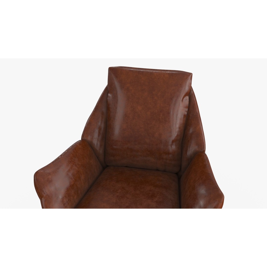 Leather Armchair 3D Model – Low Poly PBR Game Asset, FBX, OBJ - View 11