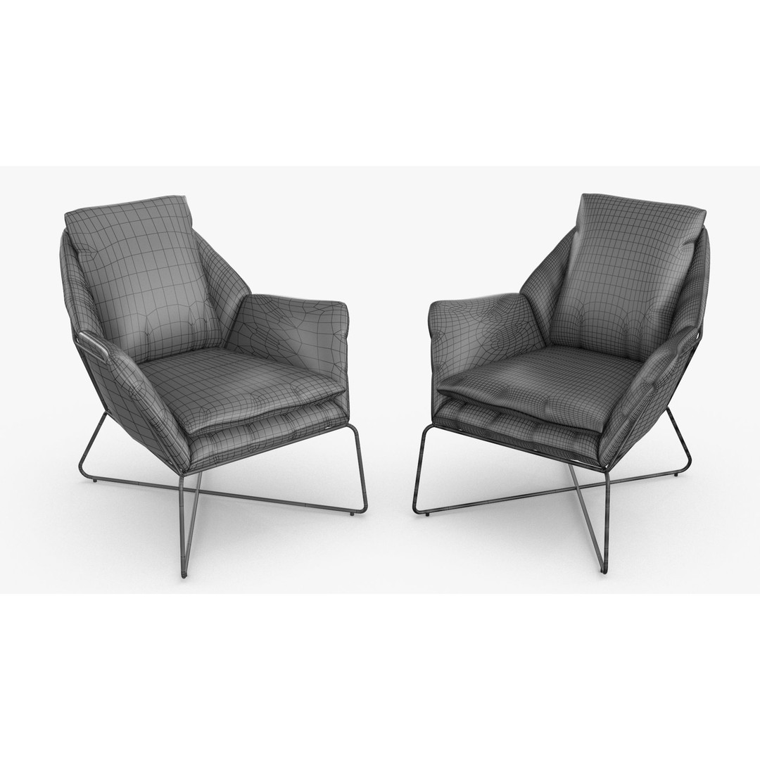 Leather Armchair 3D Model – Low Poly PBR Game Asset, FBX, OBJ - View 12