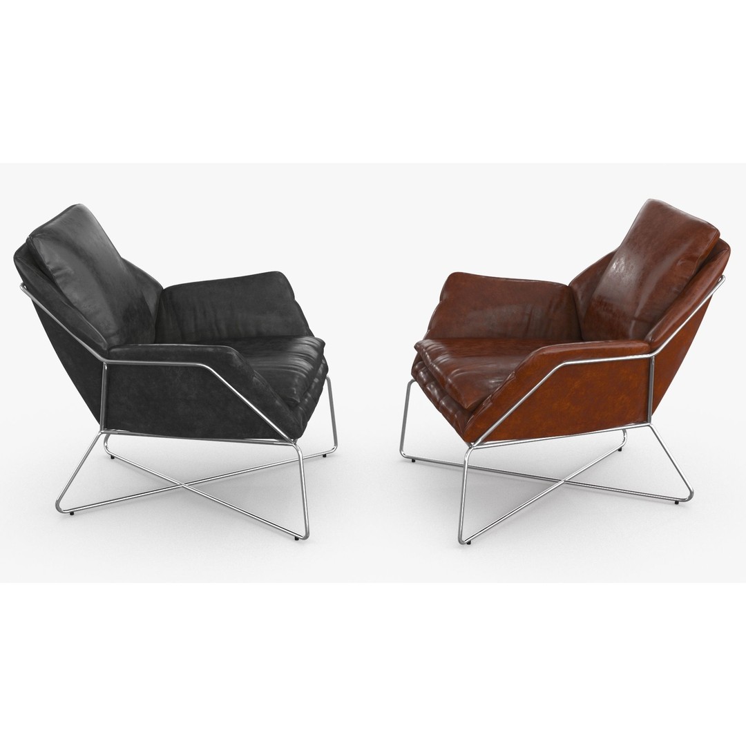 Leather Armchair 3D Model – Low Poly PBR Game Asset, FBX, OBJ - View 4
