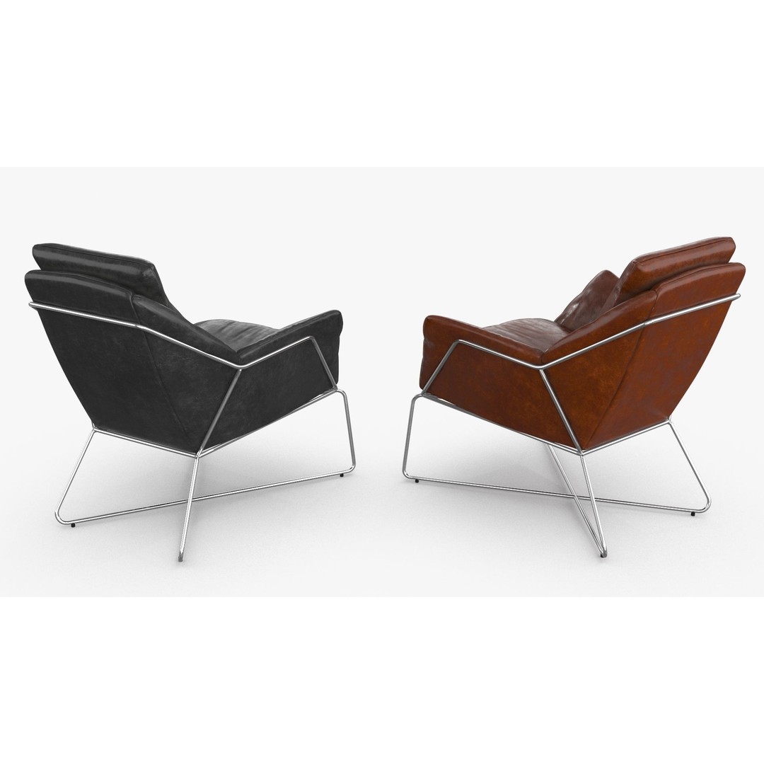 Leather Armchair 3D Model – Low Poly PBR Game Asset, FBX, OBJ - View 5