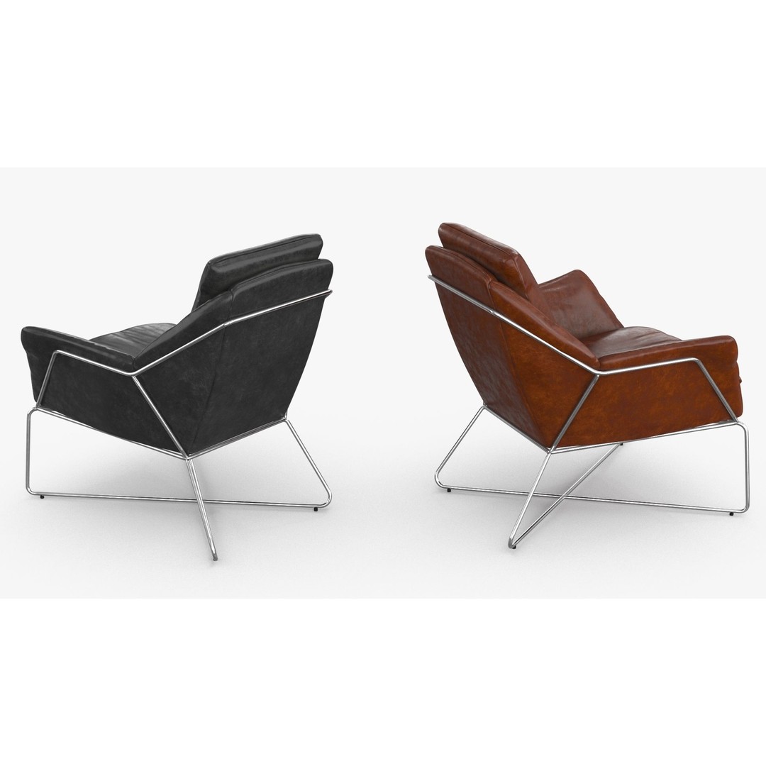 Leather Armchair 3D Model – Low Poly PBR Game Asset, FBX, OBJ - View 7
