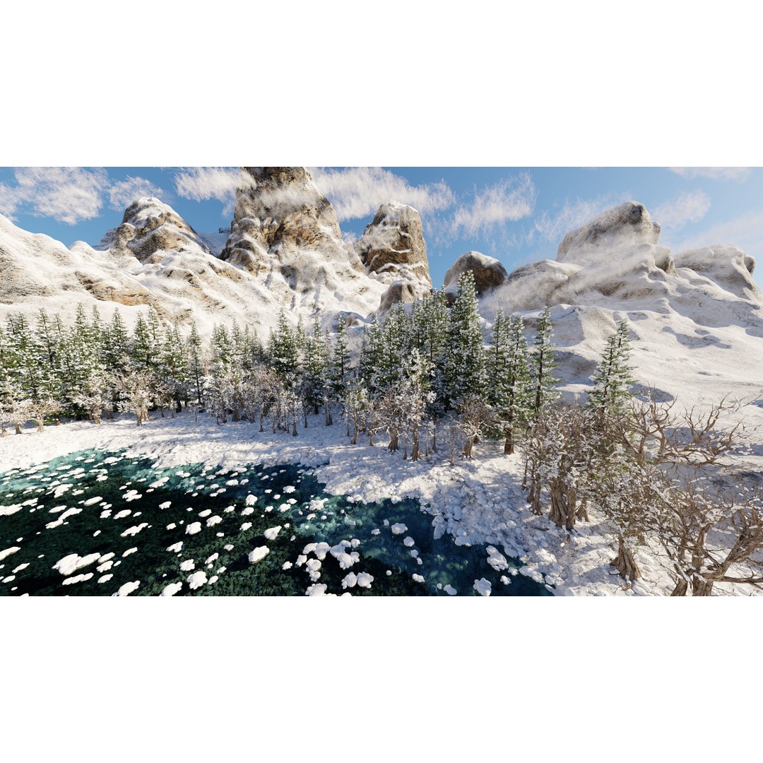 Snow Landscape 3D Model – High Poly Scene for Blender, Game Asset - View 10