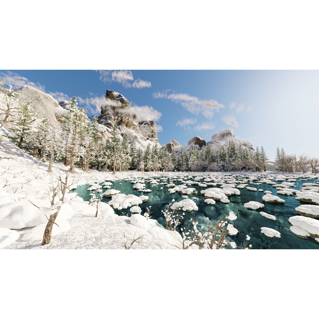 Snow Landscape 3D Model – High Poly Scene for Blender, Game Asset - View 11