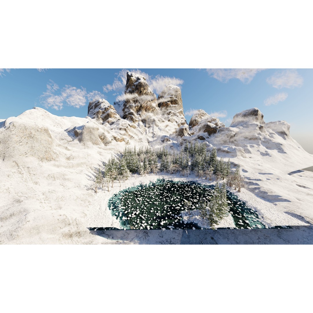 Snow Landscape 3D Model – High Poly Scene for Blender, Game Asset - View 3