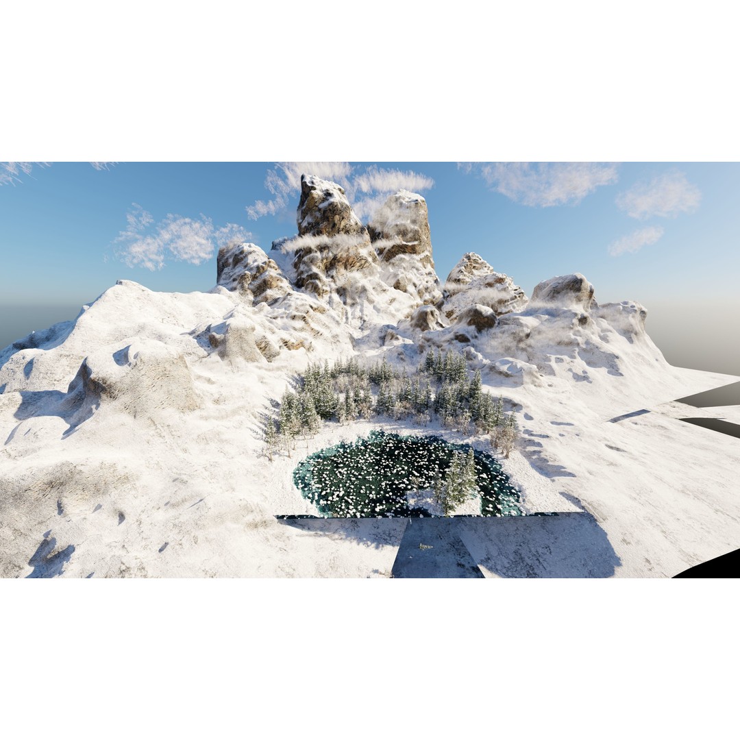 Snow Landscape 3D Model – High Poly Scene for Blender, Game Asset - View 4