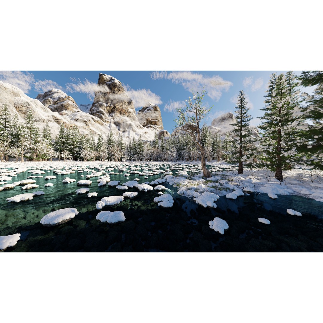 Snow Landscape 3D Model – High Poly Scene for Blender, Game Asset - View 5