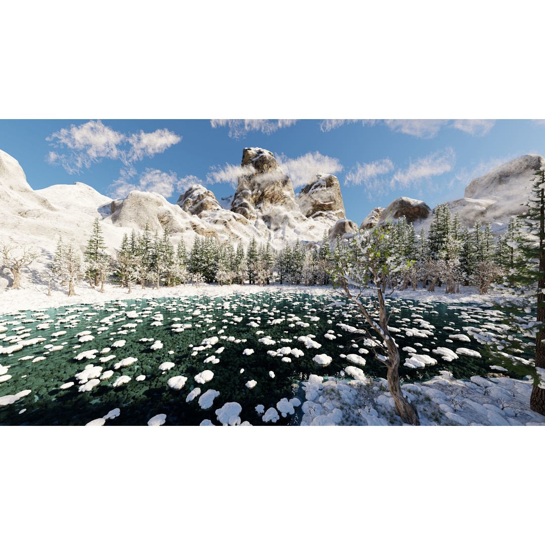 Snow Landscape 3D Model – High Poly Scene for Blender, Game Asset - View 6