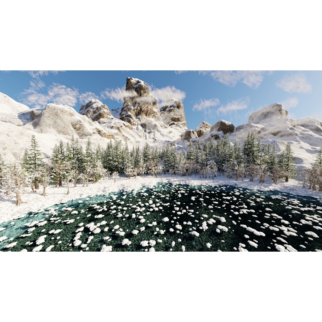 Snow Landscape 3D Model – High Poly Scene for Blender, Game Asset - View 7