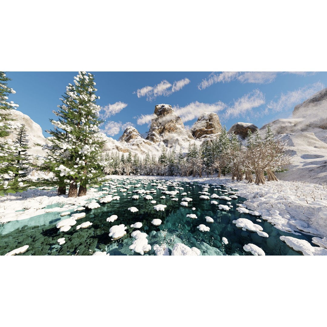 Snow Landscape 3D Model – High Poly Scene for Blender, Game Asset - View 9