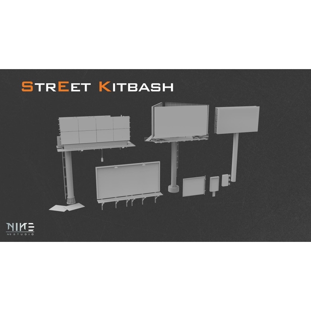 Street Kitbash 3D Model – Urban Environment Asset Collection, FBX, OBJ - View 10